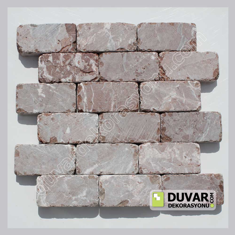 5x10 cm Kahverengi Doğal Taş Tuğla/ Zevkinize Uygun Duvar