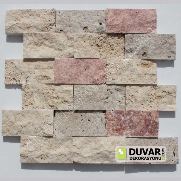 Klasik-Kırmızı-Noche Traverten Miks 5x10 cm Patlatma Taş  / M2 Fiyatı: 450 TL