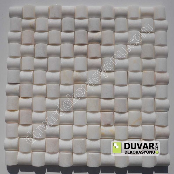 Beyaz Mermer Hasır Balıksırtı Mozaik/ Doğal Taş Duvar Dekorasyon Örnekleri/ M2 Fiyatı: 495 TL